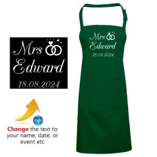 Customised Mrs Custom Text Name Date Engagement Rings Printed Adult Unisex Apron 